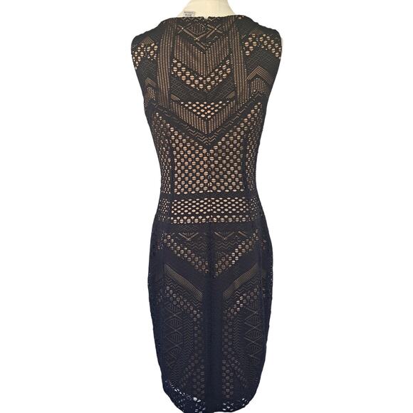 CACHE Black Lace Stretch Pencil Dress Size 6 Sleeveless Cocktail Party - Picture 5 of 8
